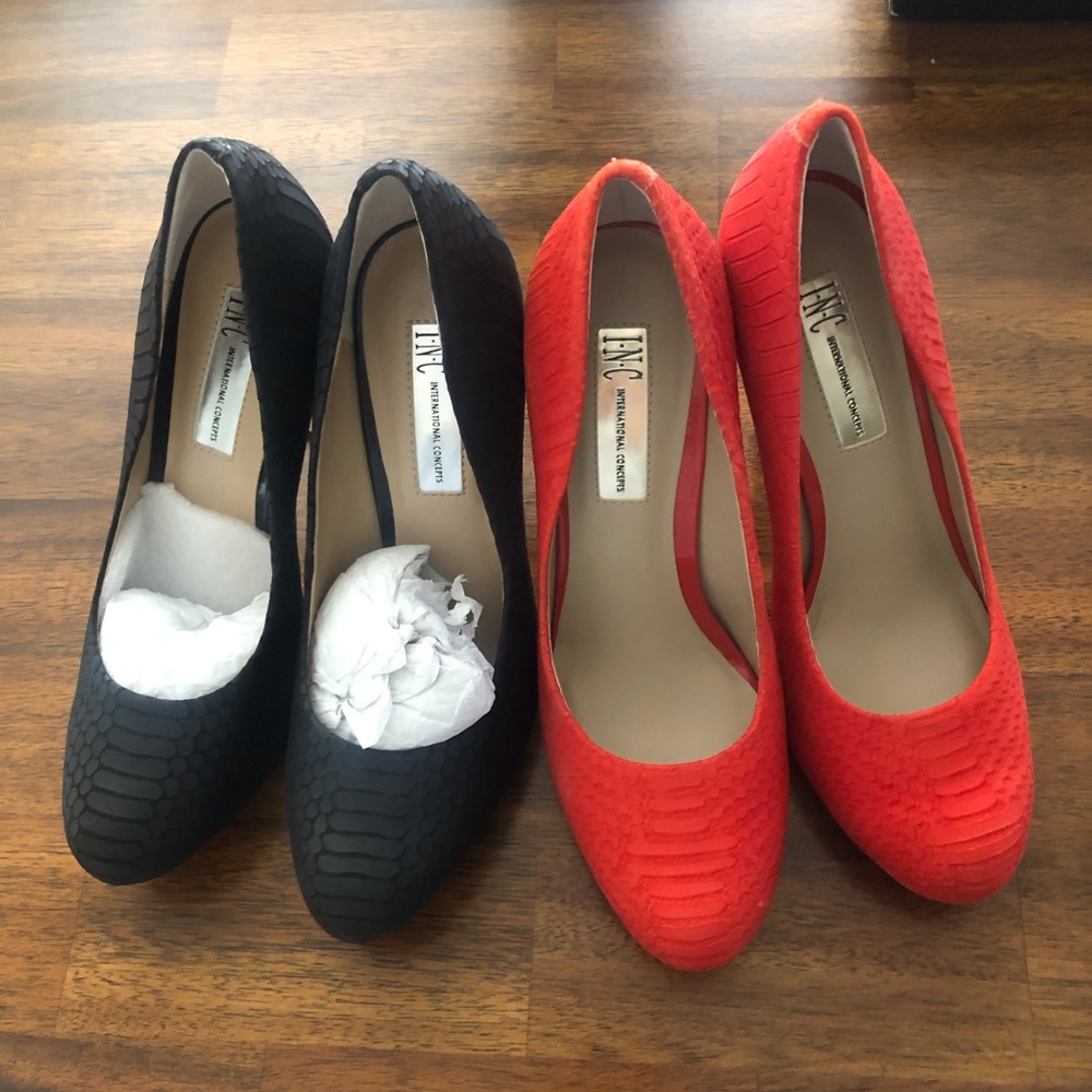 2 Pairs of I.N.C International Concepts Faux Snakeskin Leather Pumps- size 6.5!